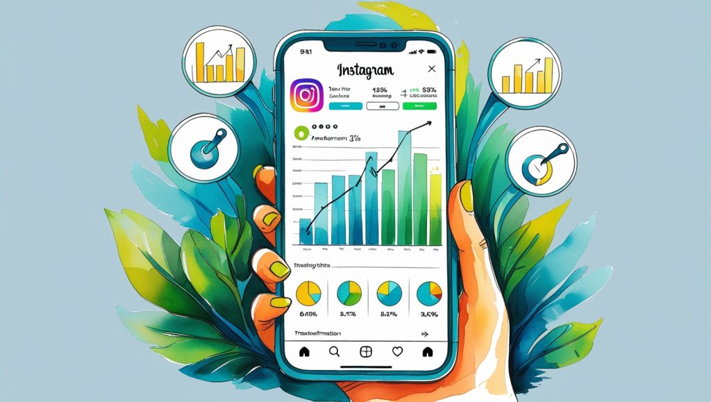 Free Instagram Analysis Tools on smartphone dashboard with rising graphs and five tool icons transforming your page profile.