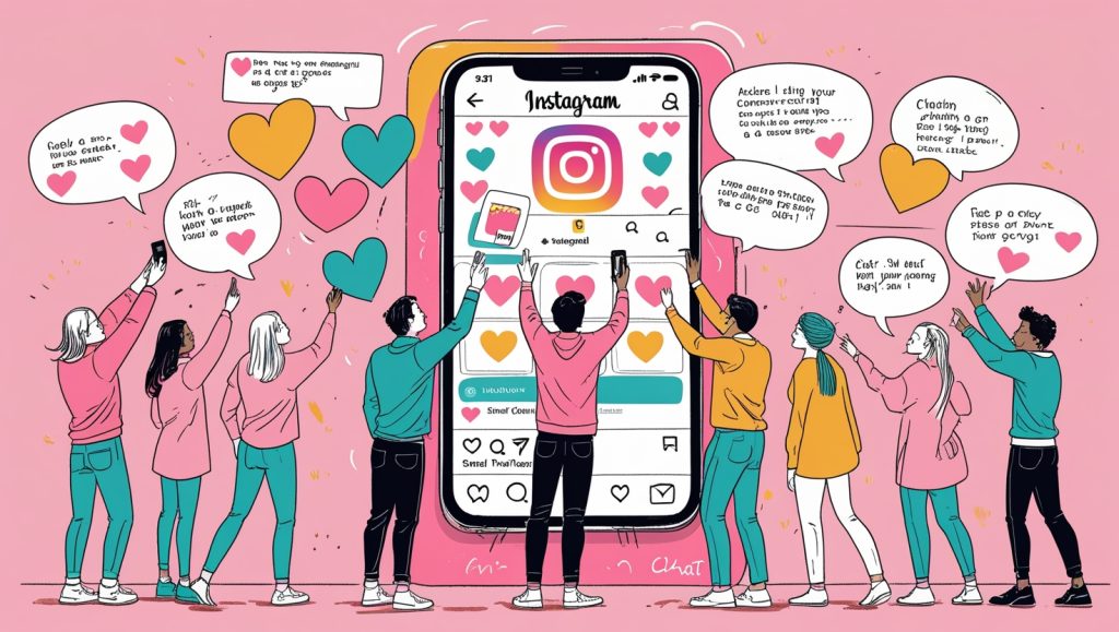 Group engaging with Instagram feed using ChatGPT prompts