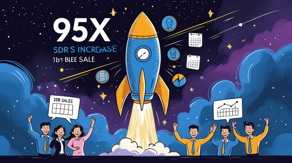 Rocket symbolizing 1bee AI SDR Platform’s 95x sales speed boost.