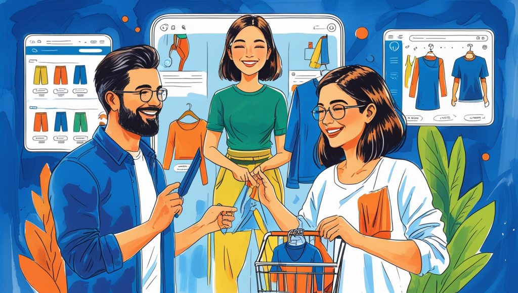 AI applications for online shops in virtual reality store analyzing preferences for tailored try-ons to explode sales