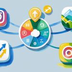 Five free Instagram analysis tools in a wheel around growth chart with arrows to metrics for page strategy optimization.