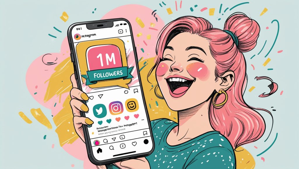 Influencer celebrating Instagram milestone with ChatGPT prompts