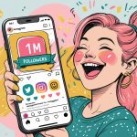 Influencer celebrating Instagram milestone with ChatGPT prompts